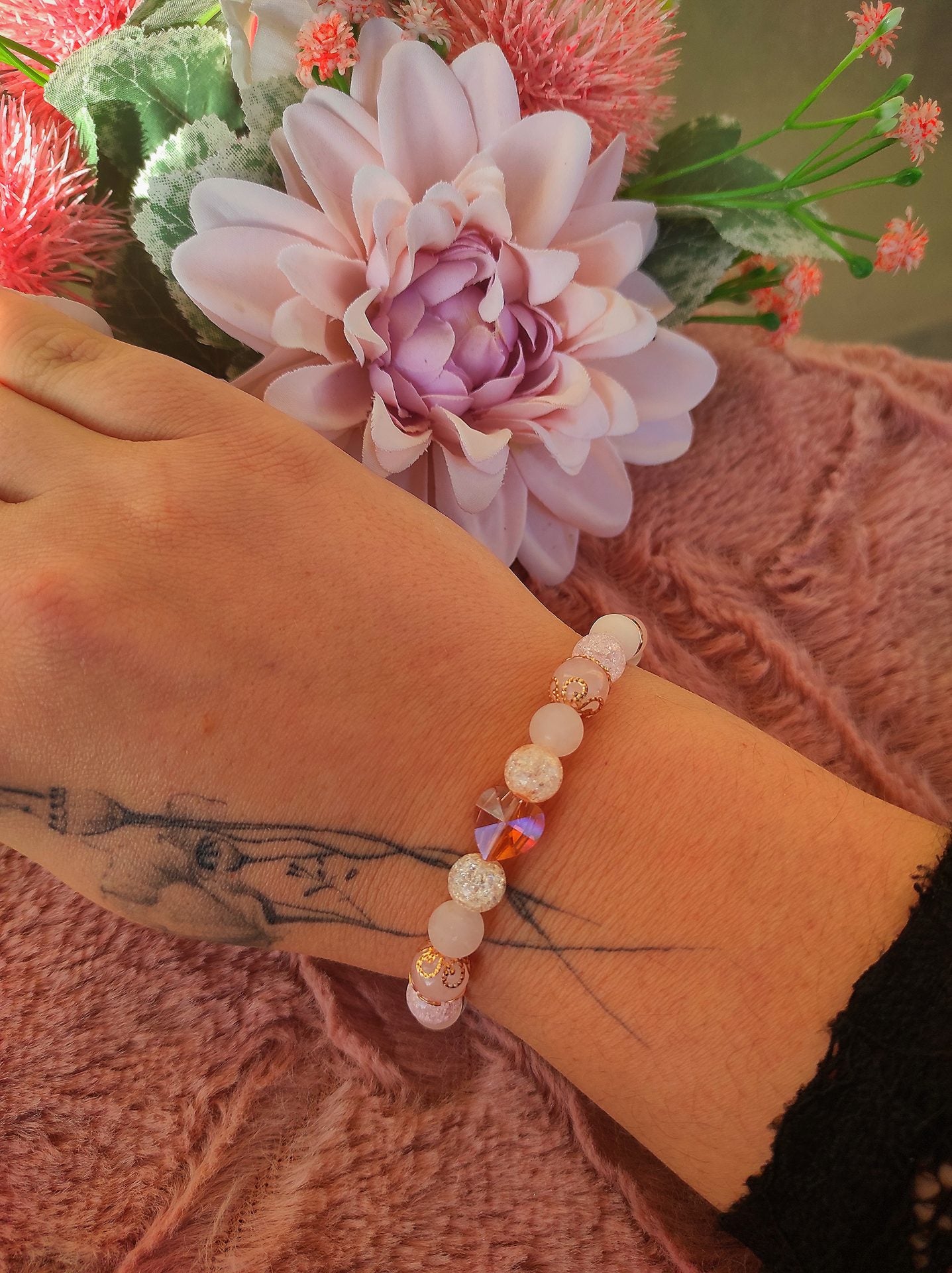 Rose gold szíves kitartás karkötő